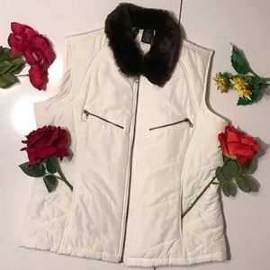 New Direction White Vest W/ Brown PL